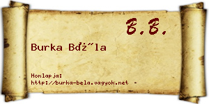 Burka Béla névjegykártya